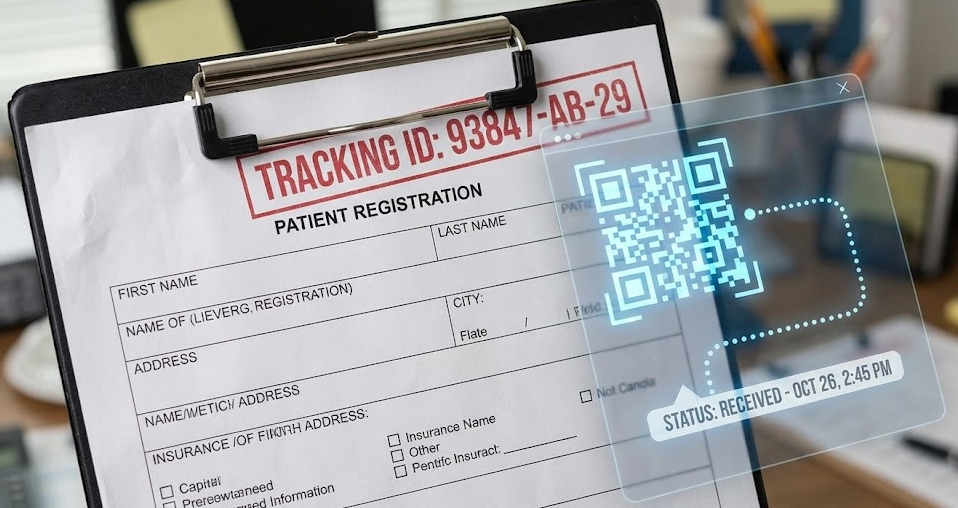 The Digital Plumber using a high-tech tablet to track a Contact Form 7 submission on WordPress, showing digital data flow and Google Analytics 4 tracking icons